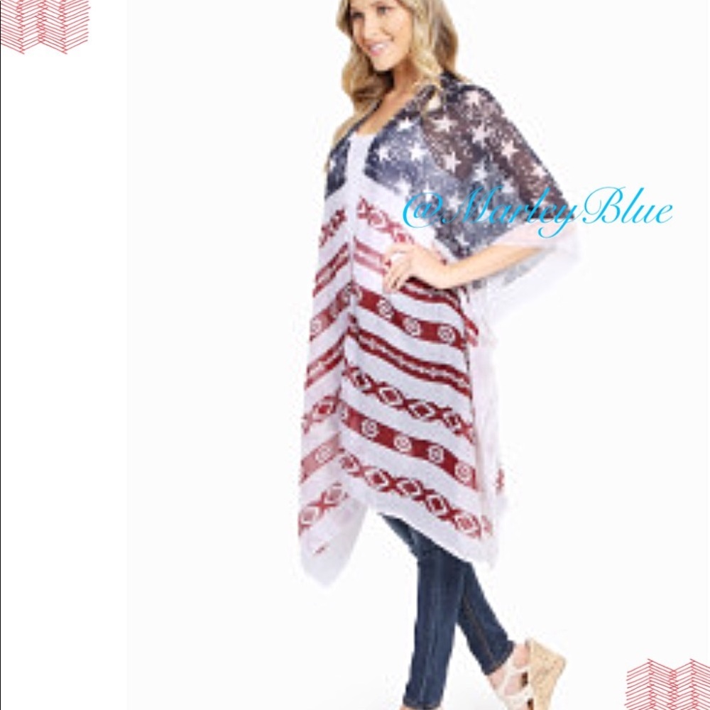 Buy2 Get 1 FREE!!⭐️ 4th of July⭐️Star & Stripes Patriot Kimono